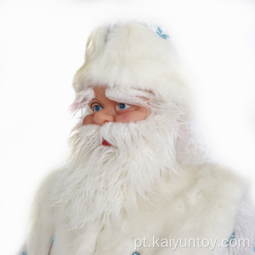 Decoração de festa de férias em pé no Papai Noel branco